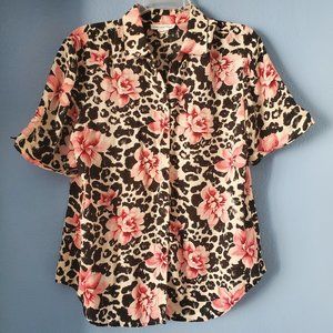 Anna and Frank,  Size L,  Animal and Pink Flowers Print.